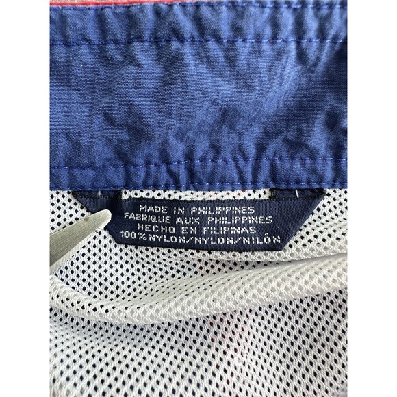 90s TOMMY HILFIGER Mens Medium Mesh Lined Red Blue Swim Trunks Shorts Colorblock - Picture 6 of 14